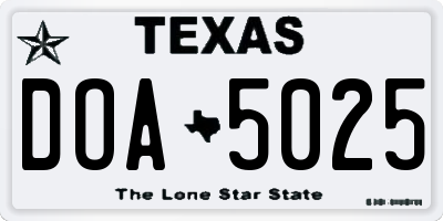 TX license plate DOA5025