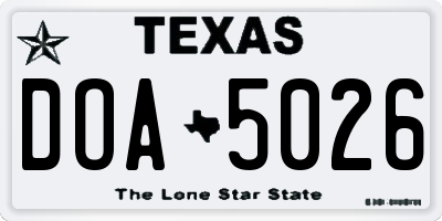 TX license plate DOA5026