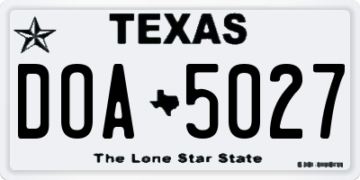 TX license plate DOA5027