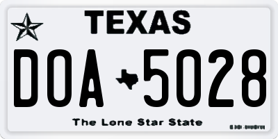 TX license plate DOA5028
