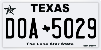 TX license plate DOA5029