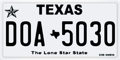 TX license plate DOA5030