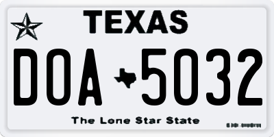 TX license plate DOA5032