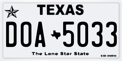 TX license plate DOA5033