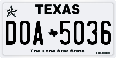 TX license plate DOA5036