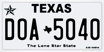 TX license plate DOA5040