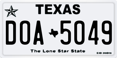TX license plate DOA5049