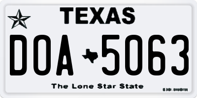 TX license plate DOA5063