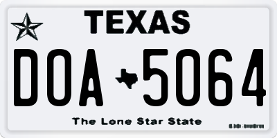 TX license plate DOA5064