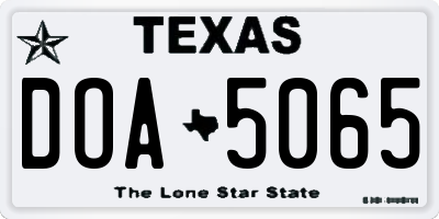 TX license plate DOA5065