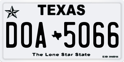 TX license plate DOA5066