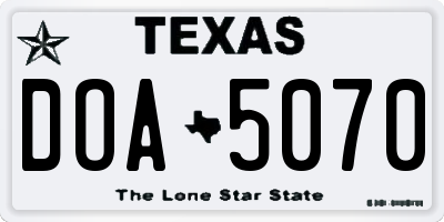 TX license plate DOA5070