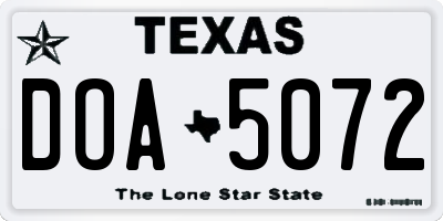 TX license plate DOA5072