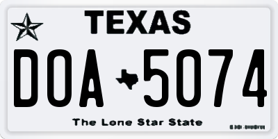 TX license plate DOA5074