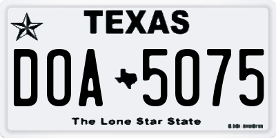 TX license plate DOA5075