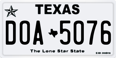 TX license plate DOA5076