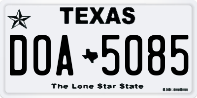TX license plate DOA5085