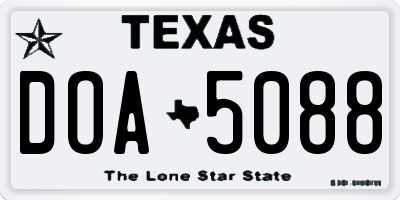 TX license plate DOA5088