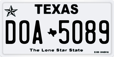 TX license plate DOA5089