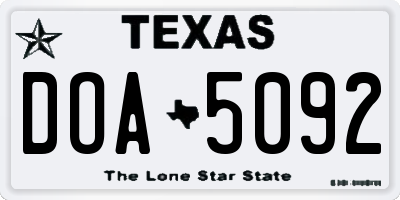 TX license plate DOA5092