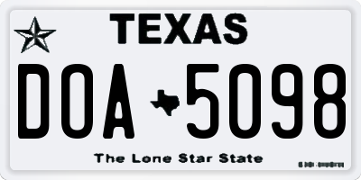 TX license plate DOA5098