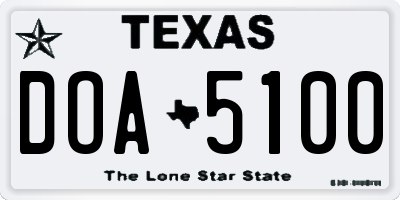 TX license plate DOA5100