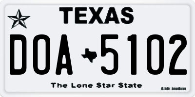 TX license plate DOA5102