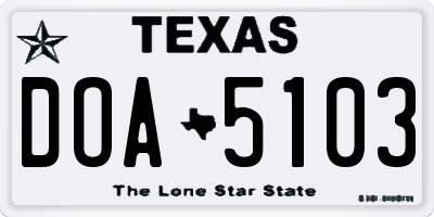TX license plate DOA5103