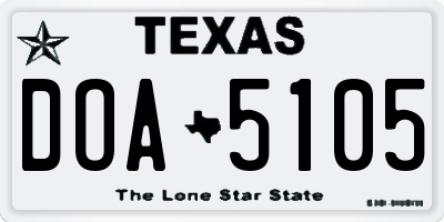 TX license plate DOA5105