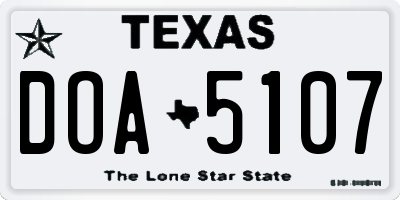 TX license plate DOA5107