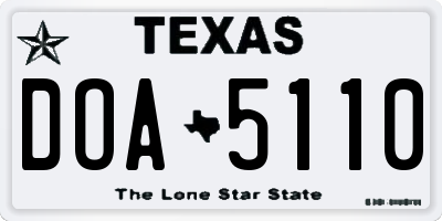 TX license plate DOA5110