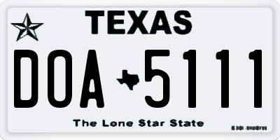 TX license plate DOA5111
