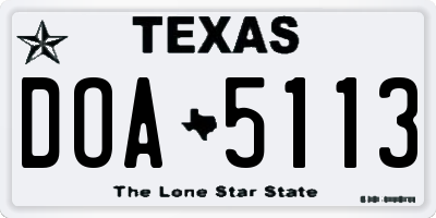 TX license plate DOA5113