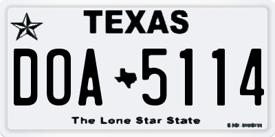 TX license plate DOA5114