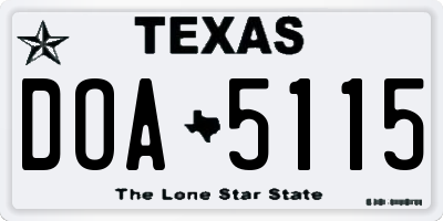 TX license plate DOA5115