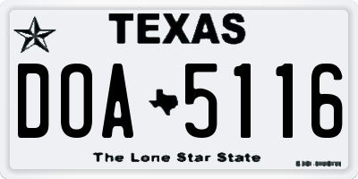 TX license plate DOA5116
