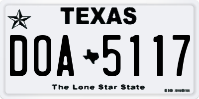 TX license plate DOA5117