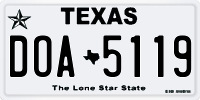 TX license plate DOA5119