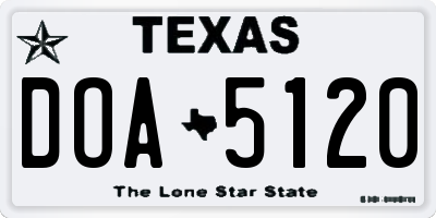 TX license plate DOA5120