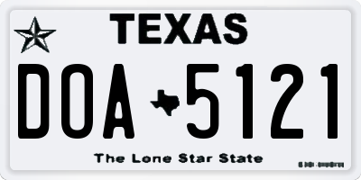 TX license plate DOA5121