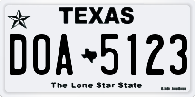 TX license plate DOA5123