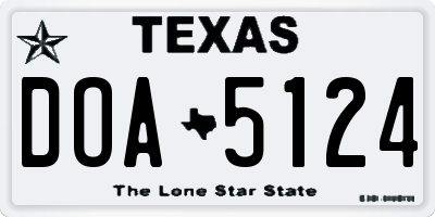 TX license plate DOA5124
