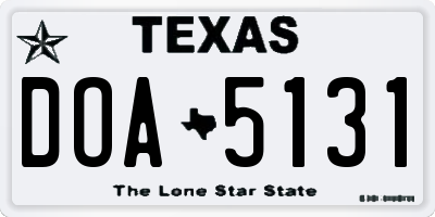 TX license plate DOA5131