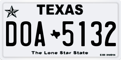 TX license plate DOA5132