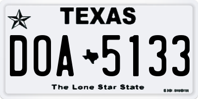 TX license plate DOA5133