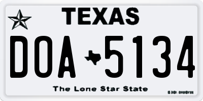 TX license plate DOA5134
