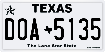 TX license plate DOA5135