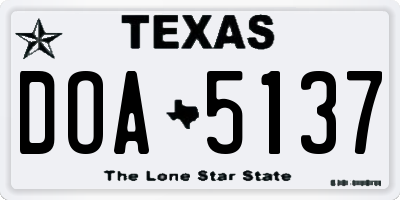 TX license plate DOA5137