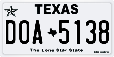 TX license plate DOA5138