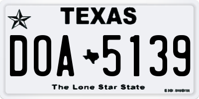 TX license plate DOA5139